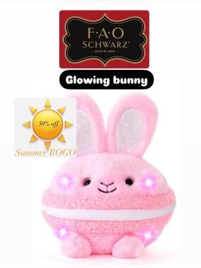 ☀️🐰NEW!! FAO Schwarz 10-in. Glow Brights Bunny Macaron Plush
